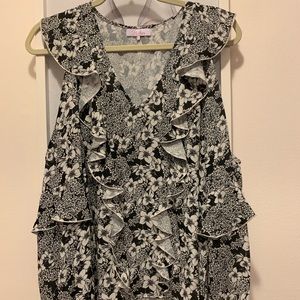 Long sleeve cutout floral blouse